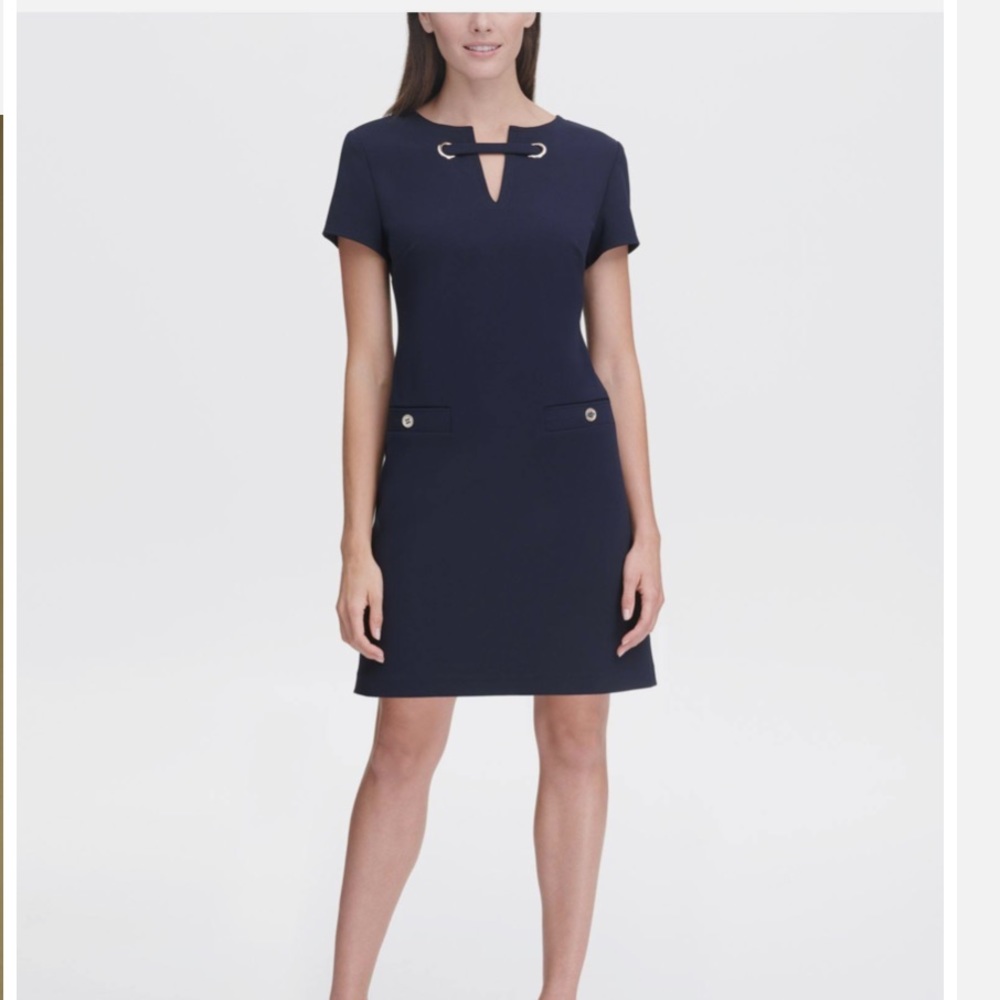 Tommy Hilfiger Pleated sleeve crepe dress